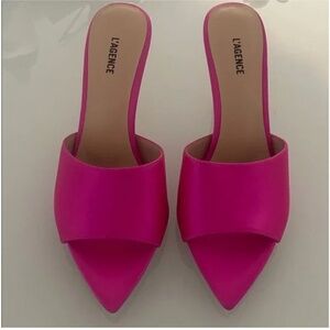 l’agence pink satin heel sandals - size 9 1/2 - excellent conditon